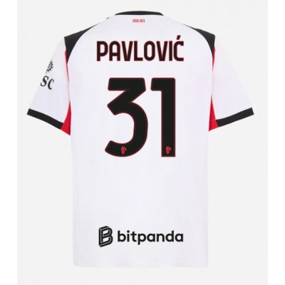 Moški Nogometni dresi AC Milan Strahinja Pavlovic #31 Gostujoči 2025-26 Kratek Rokav Moški Nogometni dresi AC Milan Strahinja Pavlovic #31 Gostujoči 2025-26 Kratek Rokav
